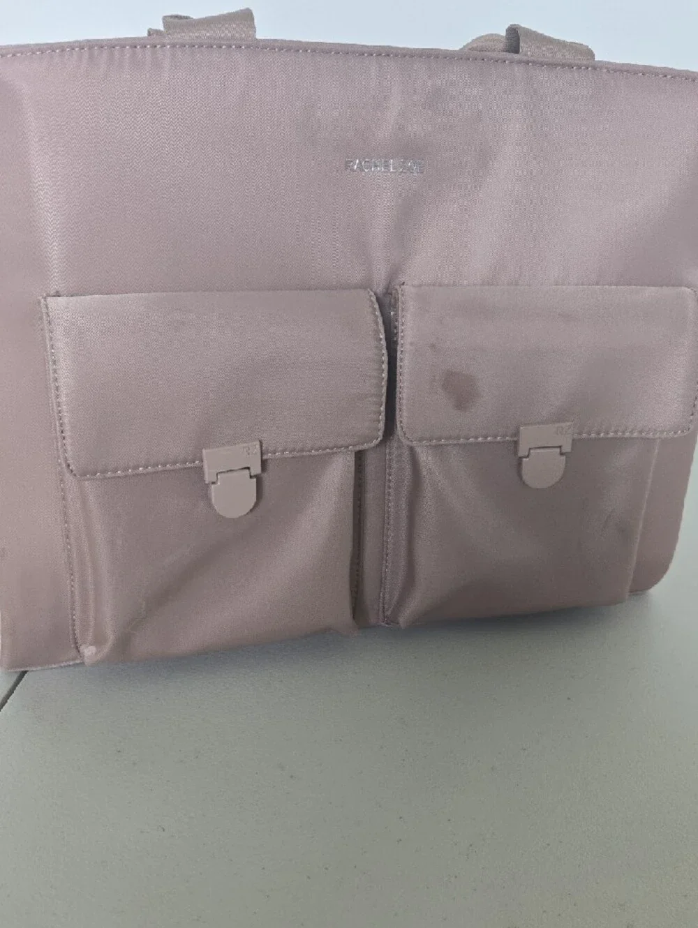 Rachel Zoe Blush Pink Laptop Tote with Front Flap Pockets